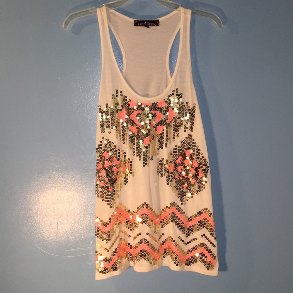 Sparkly tank top with gold and pink
